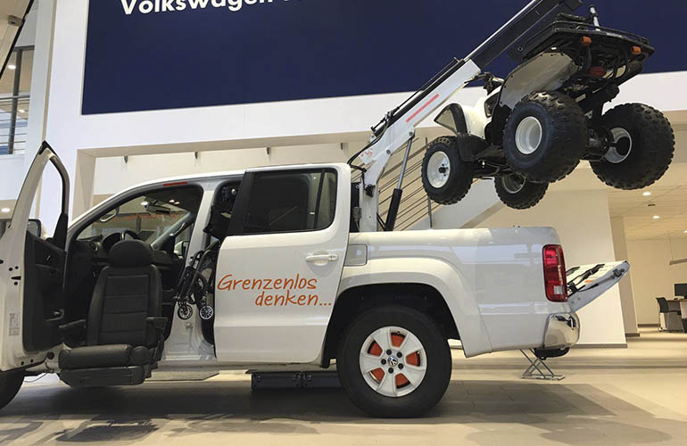 A Volkswagen Amarok with a Turny Evo seat lift