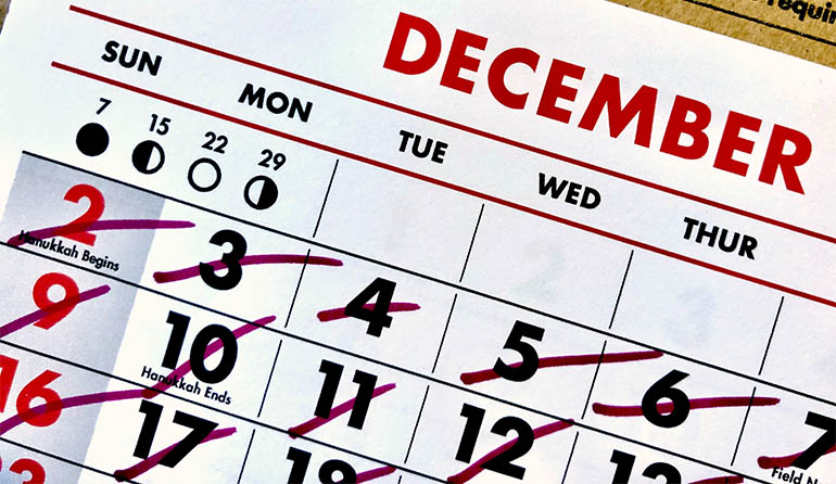 Countdown in einem Kalender