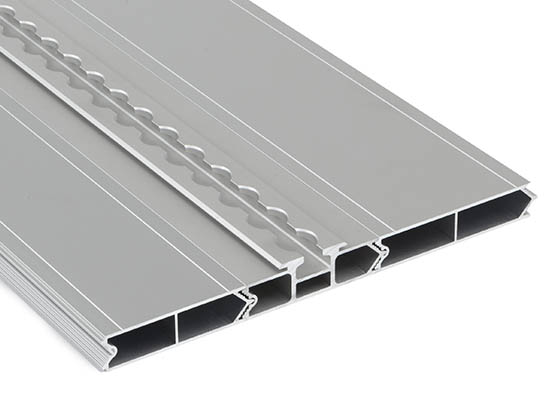 Aluminium floor profiles on white bakground