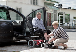 The wheelchair seat becomes a part of the vehicle