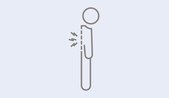 A symbol showing a person with a broken spine. 