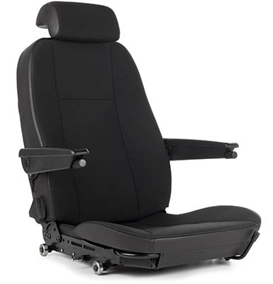 Full view of a car seat with armrests. 